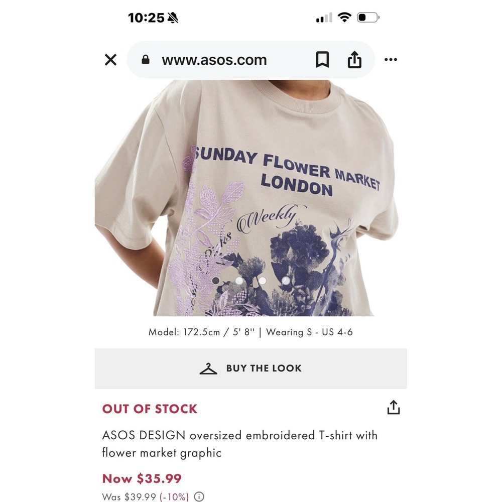 ASOS Curve London Flower Market Graphic T-shirt Purple Sz 3X Out Of Stock - Picture 2 of 13